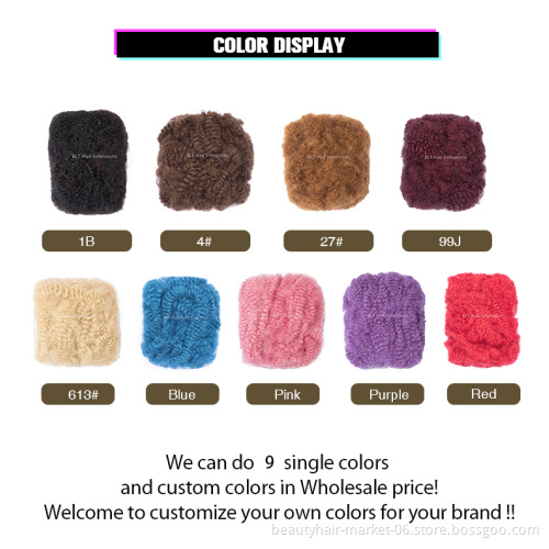 Wholesale cuticle aligned 100% unprocessed raw afro kinky curly human virgin hair bulk,dreadlocks bundles bulk vendors